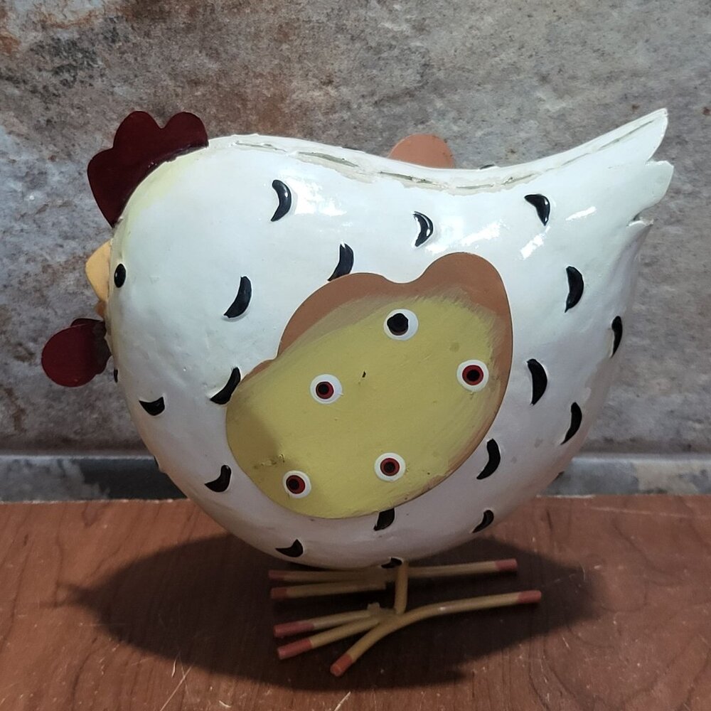 Chicken Figurine Rustic Farmhouse Folk Art Home Decor